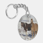 雪のペンキの馬 キーホルダー (正面左)