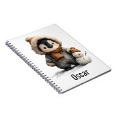 雪のペンギンと雪だるまのデザイン ノートブック (右側)