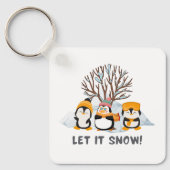 雪のペンギンを置く キーホルダー (正面)
