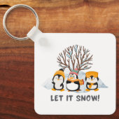 雪のペンギンを置く キーホルダー (正面)