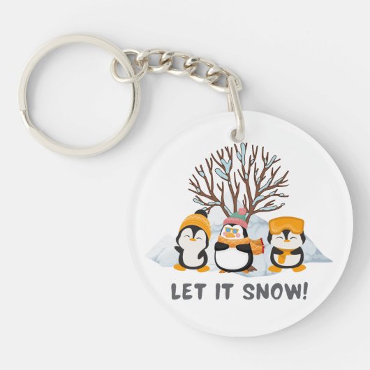 雪のペンギンを置く キーホルダー (正面)