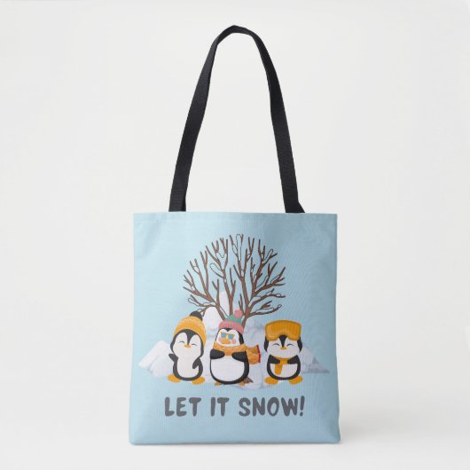 雪のペンギンを置く トートバッグ (正面)