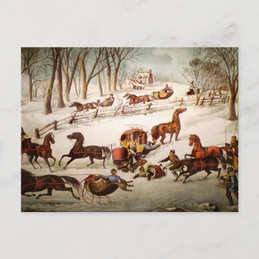 雪のホリデーカードに書き込まれる流出 シーズンポストカード (正面)