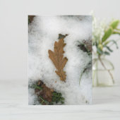 雪のホリデーカードに横たわるオークの葉 シーズンカード (スタンド正面)