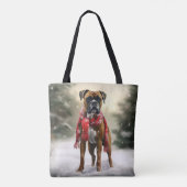 雪のボクサー犬 クリスマス トートバッグ (裏面)