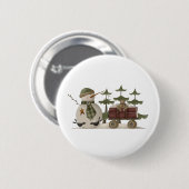 雪のボビン · ワゴンが付いている雪だるま 缶バッジ (正面&裏面)