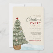 雪のボホクリスマスツリー 現代のクリスマスパーティー 招待状 (正面)