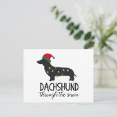 雪のポストカードを介してダックスシュント、クリスマス シーズンポストカード (スタンド正面)