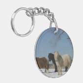 雪のミニチュア馬のグループ キーホルダー (正面左)