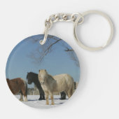雪のミニチュア馬のグループ キーホルダー (裏面)
