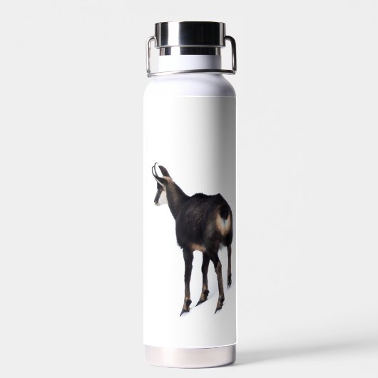 雪のミニマル上でアルパインシャモア山ヤギ ウォーターボトル (背面)