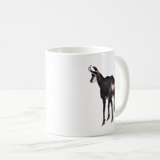 雪のミニマル上でアルパインシャモア山ヤギ コーヒーマグカップ (正面右)