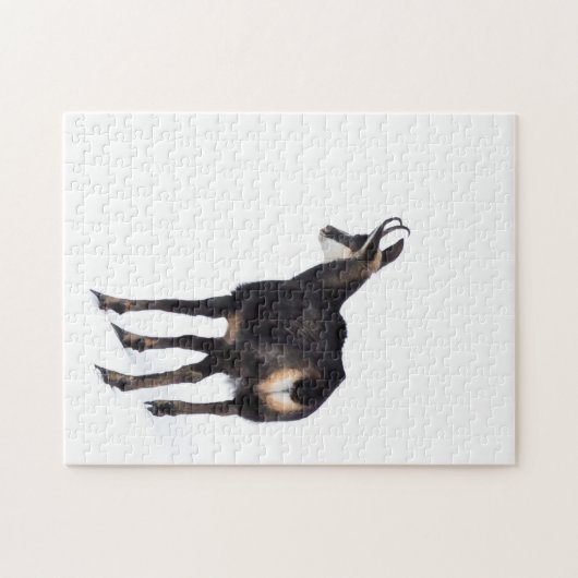 雪のミニマル上でアルパインシャモア山ヤギ ジグソーパズル (横)