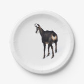 雪のミニマル上でアルパインシャモア山ヤギ ペーパープレート (正面)