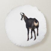 雪のミニマル上でアルパインシャモア山ヤギ ラウンドクッション (裏面)