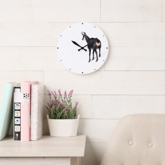雪のミニマル上でアルパインシャモア山ヤギ ラージ壁時計 (読書スペース)