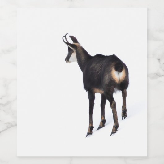 雪のミニマル上でアルパインシャモア山ヤギ ワインラベル (シングルラベル)