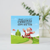 雪のメリークリスマスとゴルフサンタクロース シーズンカード (スタンド正面)