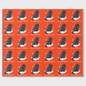 雪のメリークリスマスのニューファウンドランドの子犬 ラッピングペーパー (フラット)