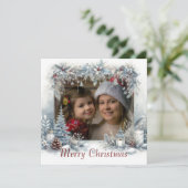 雪のメリークリスマスの水彩写真 シーズンカード (スタンド正面)