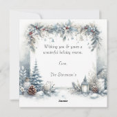 雪のメリークリスマスの水彩写真 シーズンカード (裏面)