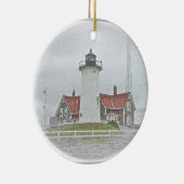 雪のメリークリスマスの灯台 セラミックオーナメント (右)