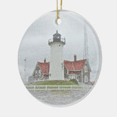 雪のメリークリスマスの灯台 セラミックオーナメント (左)