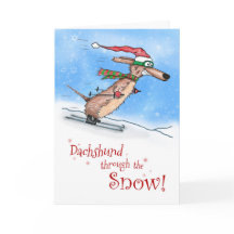 雪のメリークリスマスを通してダックスシュント