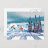 雪のメリークリスマスカード シーズンポストカード (正面/裏面)