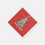 雪のメリークリスマスツリーナプキンレッド スタンダードカクテルナプキン (角)