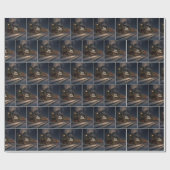 雪のメリークリスマストレイン ラッピングペーパー (フラット)