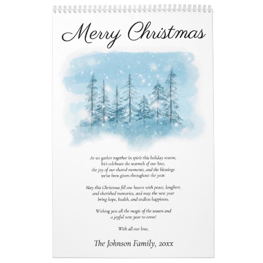 雪のメリークリスマスフォトカレンダー カレンダー (カバー)