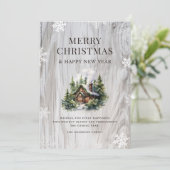 雪のメリークリスマスログキャビン シーズンカード (スタンド正面)