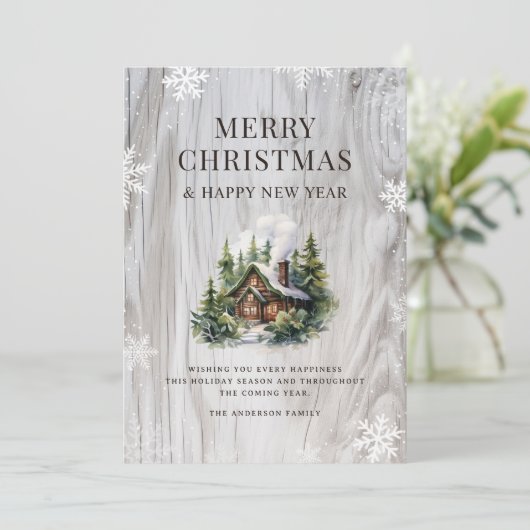 雪のメリークリスマスログキャビン シーズンカード (スタンド正面)