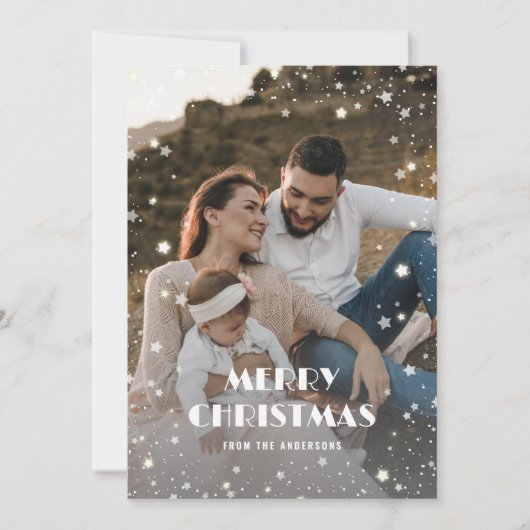 雪のメリークリスマス赤いバッファローのプレイド写真 シーズンカード (正面)