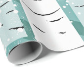 雪のモダンな樺の木 ラッピングペーパー (ロールコーナー)