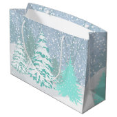 雪のモダンクリスマスツリーの色が変わる ラージペーパーバッグ (裏面アングル)