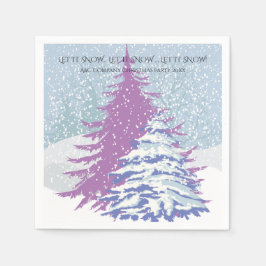 雪のモダンクリスマスツリーの色を変更 スタンダードカクテルナプキン