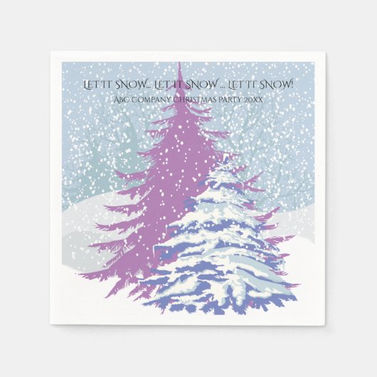 雪のモダンクリスマスツリーの色を変更 スタンダードカクテルナプキン (正面)