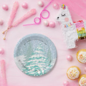 雪のモダンクリスマスツリーの色を変更 ペーパープレート (パーティー)