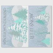 雪のモダンクリスマスツリーの色を変更 ラッピングペーパー (フラット)