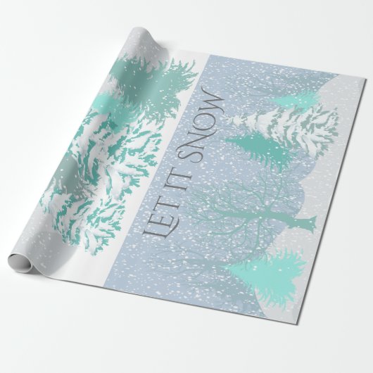 雪のモダンクリスマスツリーの色を変更 ラッピングペーパー (アンロールド)