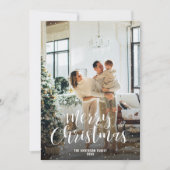 雪のモダンタイポグラフィ写真メリークリスマスカード シーズンカード (正面)