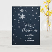 雪のモダン息子と家族メリークリスマス カード (黄色い花)