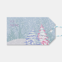 雪のモダン木の色の変更 ギフトタグ