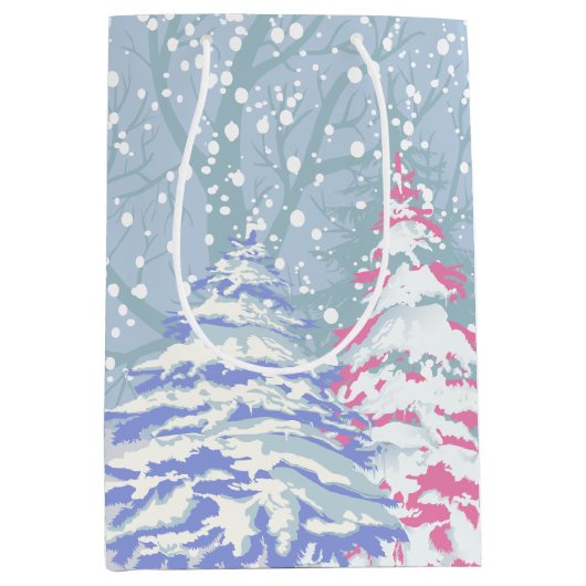 雪のモダン木の色の変更 ミディアムペーパーバッグ (正面)