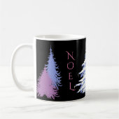 雪のモダン木の色を変えるクリスマス コーヒーマグカップ (左)