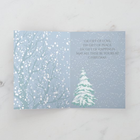 雪のモダン木の色を変えるクリスマス シーズンカード (内部)