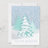 雪のモダン木の色を変えるクリスマス 招待状 (正面)