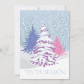 雪のモダン木の色を変えるクリスマス 招待状 (正面)